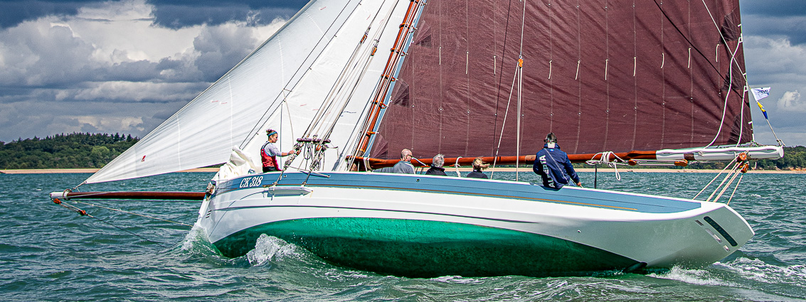 Old Gaffer 'Alberta' racing at Cowes Classics Regatta